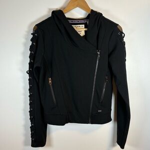 Triple Five Soul NYC Women’s Black Zip Hooded Sweatshirt Size Medium Streetwear